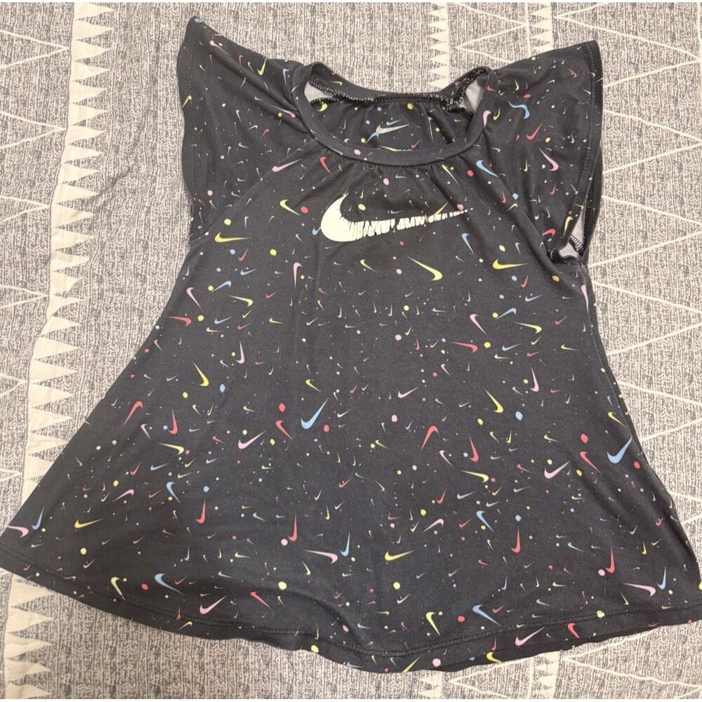 Nike 18 month Infants Baby Doll Dress Black splatter paint print Logo